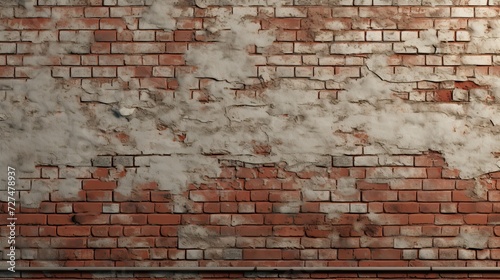 a weathered brick wall with peeling © paisorn