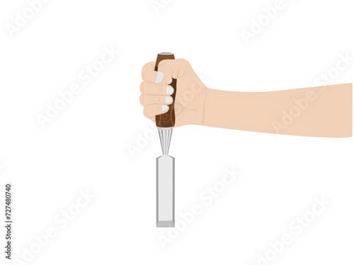 wood chisel on a white background.