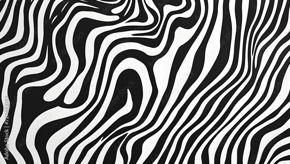 black and white pattern of curved waves and wavy lines