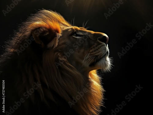 Fine art lion with a black background low key animal africa photo