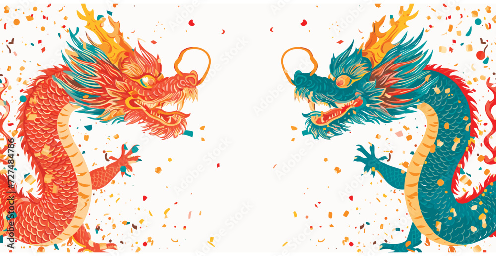 Double chinese dragon background wallpaper 