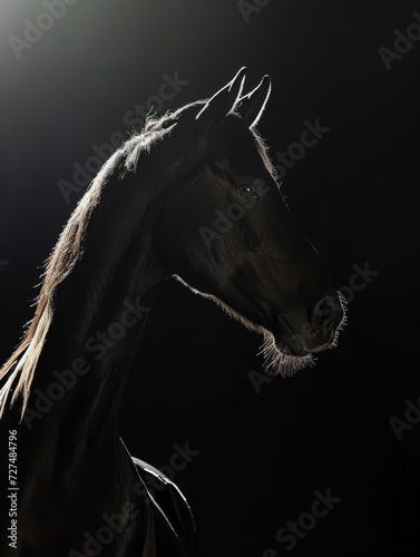 Fine art low key backlight horse equine photo 