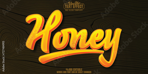 Honey editable text effect, customizable bee and comb 3D font style