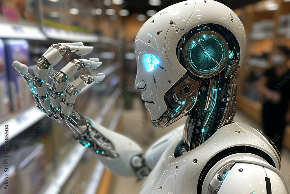 Fototapeta premium Cutting-edge robot showcases advancements in new technologies, epitomizing innovation, automation, and futuristic progress