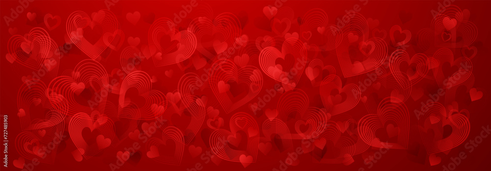 Background of large and small hearts in red colors. Illustration on Valentine Day Background of large and small hearts in red colors. Illustration on Valentine Day
