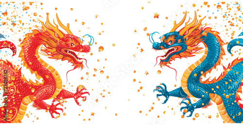 Double chinese dragon background wallpaper 