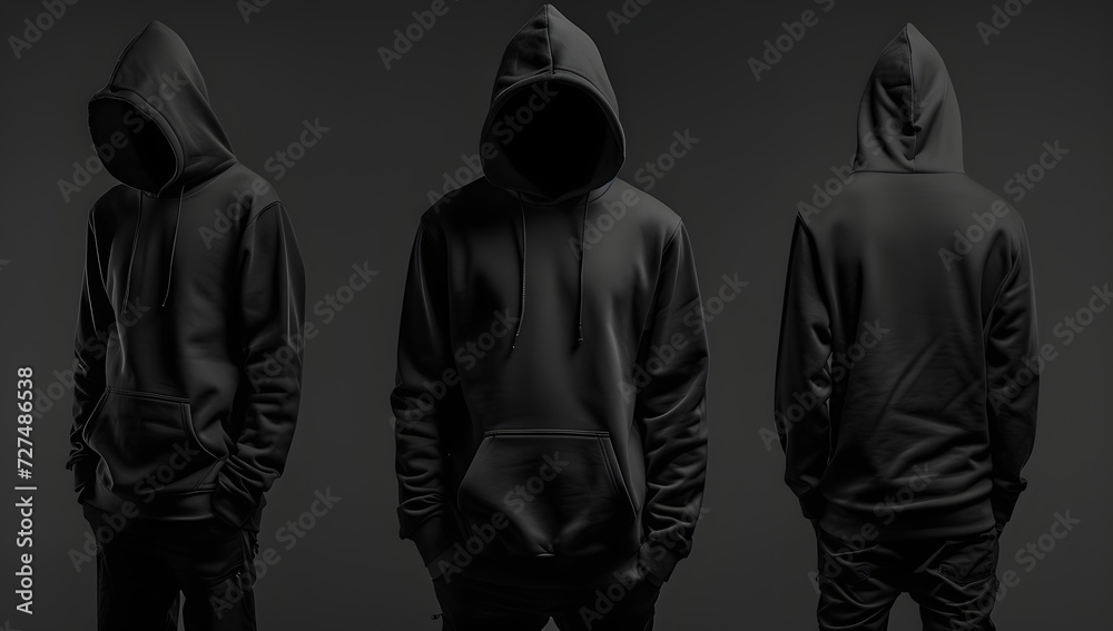 a black men's hoodie template