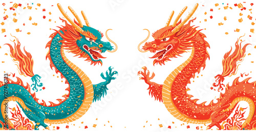 Double chinese dragon background wallpaper 