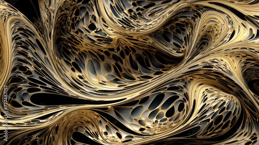 Abstract biomorphic or biomimetic sculptural design in precious metals - gold and silver Abstract biomorphic or biomimetic sculptural design in precious metals - gold and silver