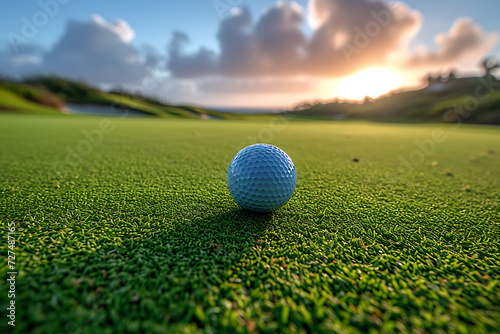  Golf ball on green grass , golf outdoors