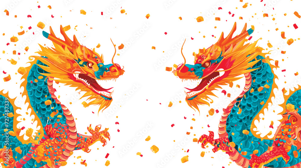 Double chinese dragon background wallpaper 