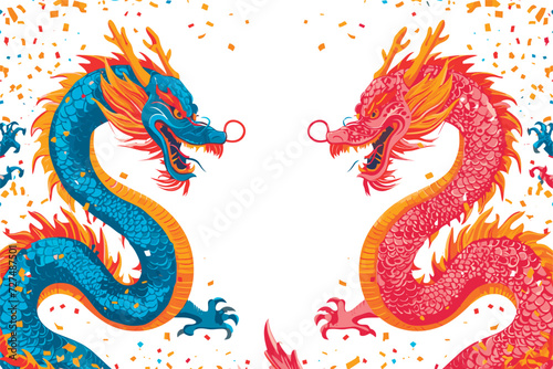 Double chinese dragon background wallpaper 