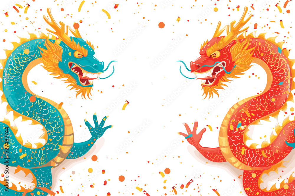 Obraz premium Double chinese dragon background wallpaper 
