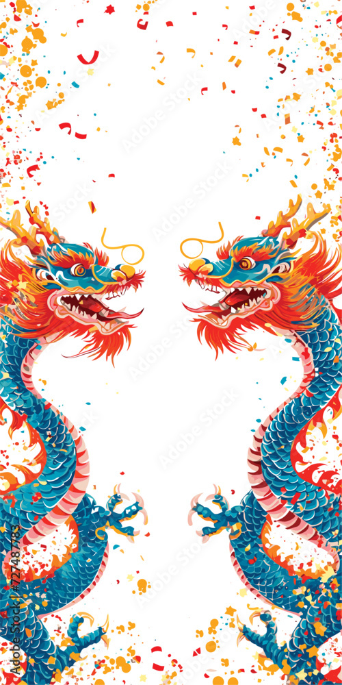 Obraz premium Double chinese dragon background wallpaper 