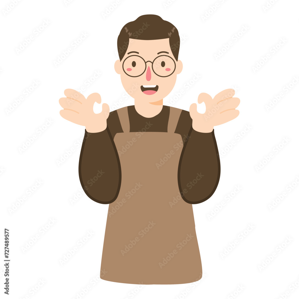 bartender in brown apron illustration bartender in brown apron illustration