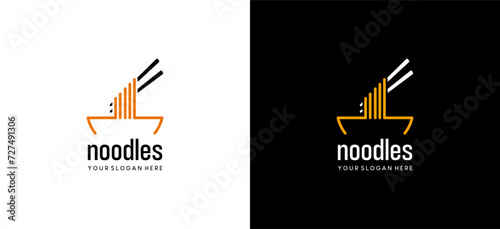 Simple noodle logo with lines, restaurant logo