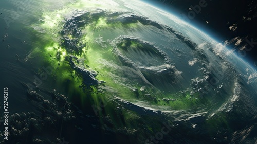a green vortex storm covers half the Pacific