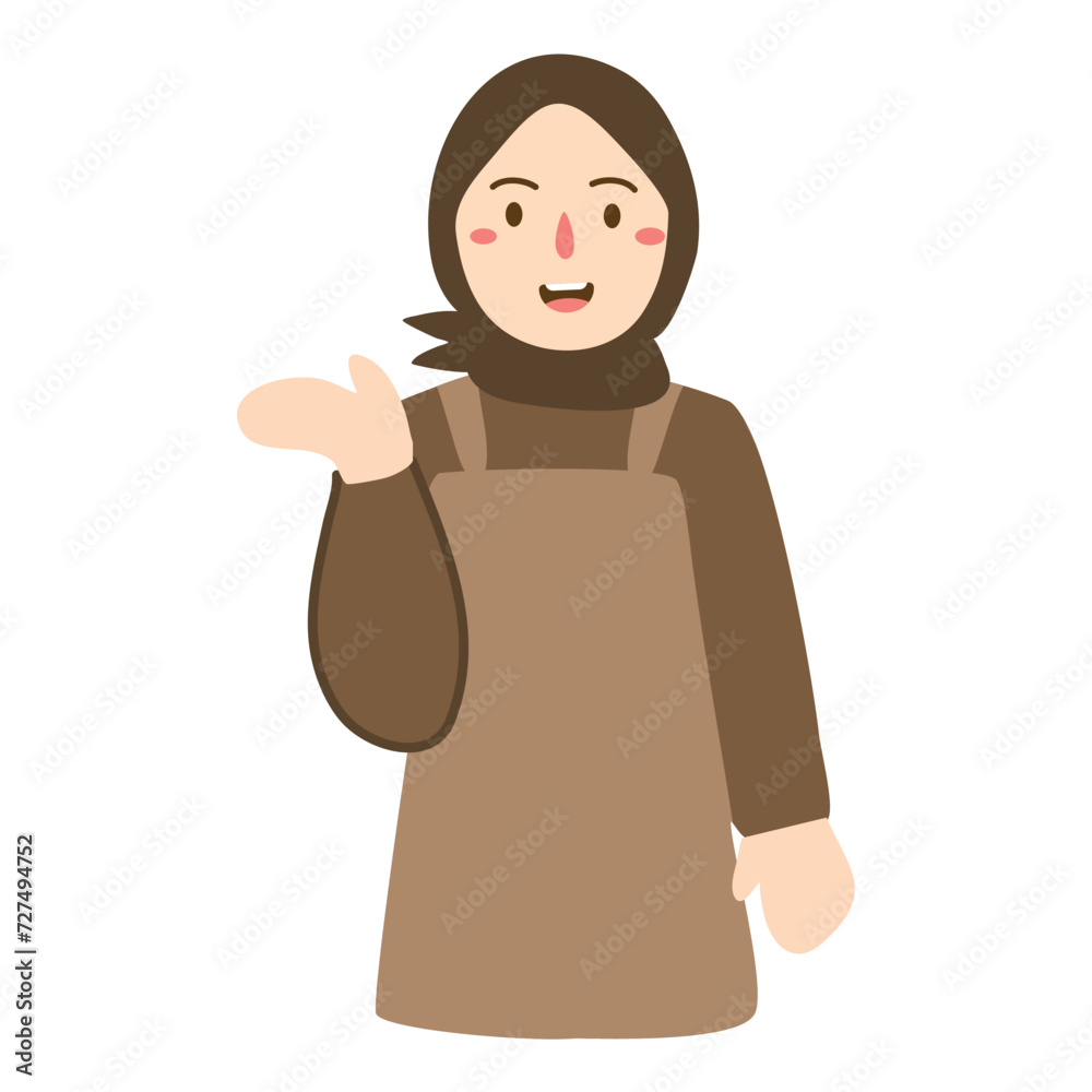woman wear apron with smile happy woman wear apron with smile happy