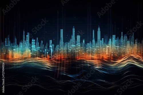 City Noise Background with abstract sound waves