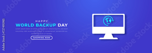 World Backup Day Paper cut style Vector Design Illustration for Background, Poster, Banner, Advertising, Greeting Card