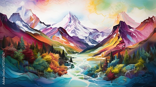 an abstract mountainous landscape a fusion born © paisorn