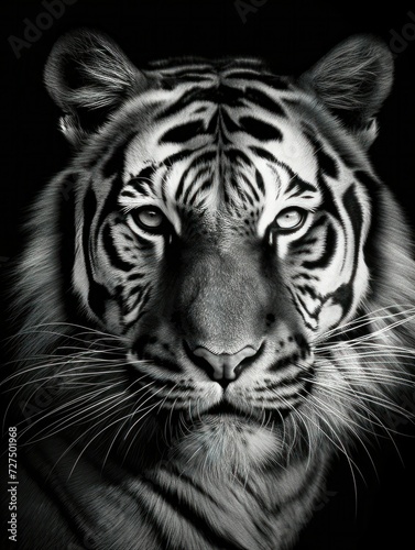 Black and white fine art big cat close up 
