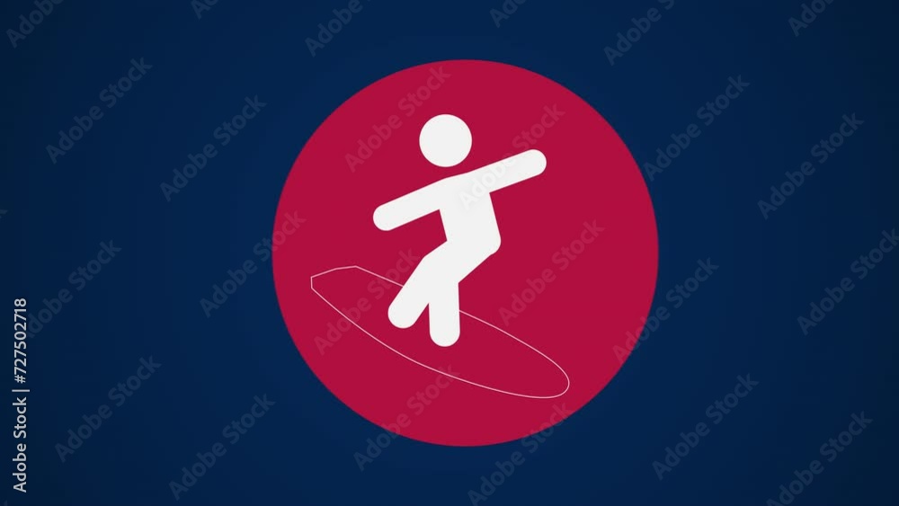  Pictograma de los Juegos Olímpicos de lado derecho con el deporte surf en fondo azul sin texto.