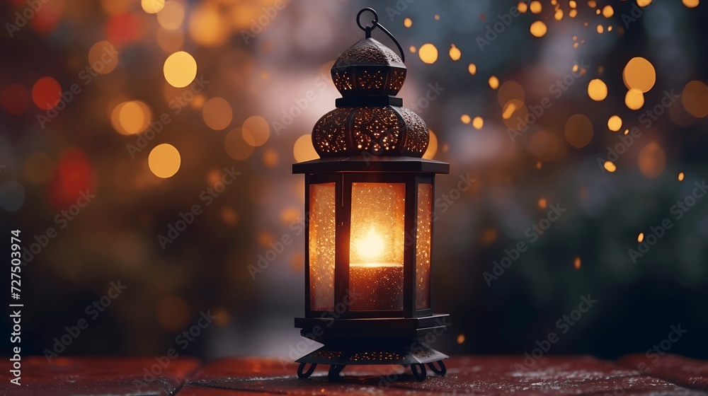 Ramadan Kareem background with arabic lantern and burning candles. generative AI Ramadan Kareem background with arabic lantern and burning candles. generative AI