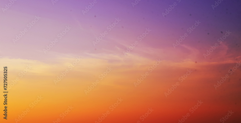 Cinematic Sky at sunset time with clouds and colorful shades, clear sky background.