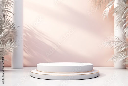 Luxury Cosmetic Mockup  3D Pink Podium and  Pedestal in Elegant Studio Background