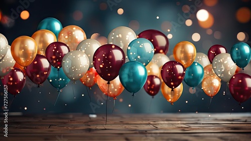 collection of colorful balloons with a blurred background for celebration background
