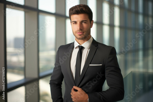 Business man in a modern office. Confident and focused