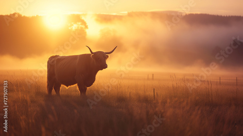 Misty Sunrise with Highland Cow © Nelson