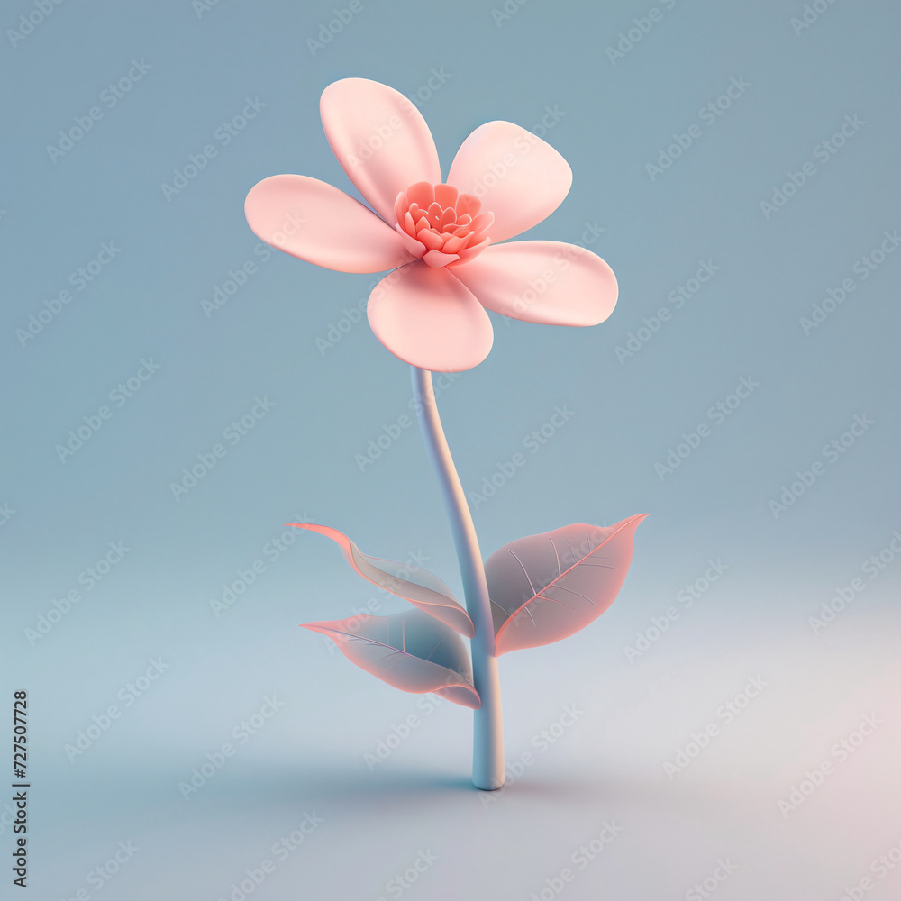 Obraz premium Flowers 3D rendering, vibrant spring nature concept background