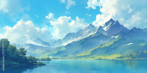 Anime Misty Mountain Lake Serenity