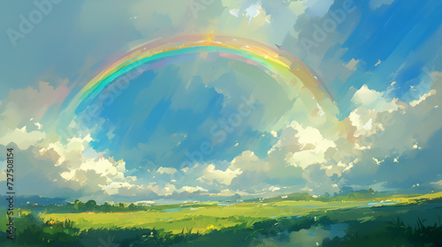 Countryside Rainbow After Storm Watercolor © Nelson