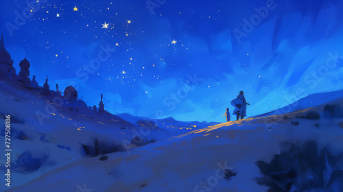 Desert Starry Night Sky Watercolor