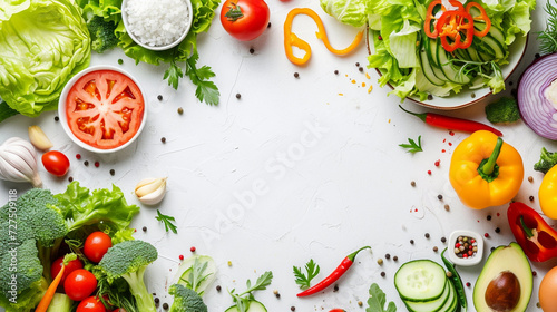 Wallpaper Mural Fresh Vegetables and Salad Bowl - Nutrition and Healthy Eating Torontodigital.ca