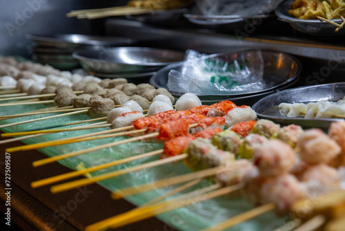 Canvas Print Skewers of Different Seafood Balls