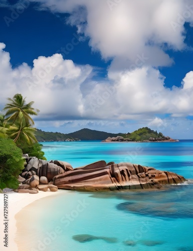 most beautiful tropical beaches - Seychelles ,Praslin island Generative AI