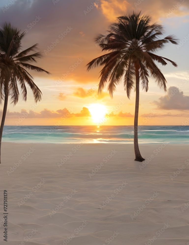Sunrise over beach in Cancun Generative AI