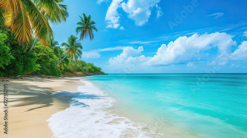 tropical beach with palm trees   © ReisMedia