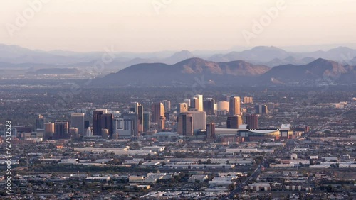 Phoenix Skyline Zoom In Establishing Shot