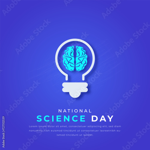 National Science Day Paper cut style Vector Design Illustration for Background, Poster, Banner, Advertising, Greeting Card