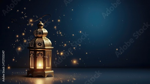 Ramadan Background With Glowing Lantern And Stars