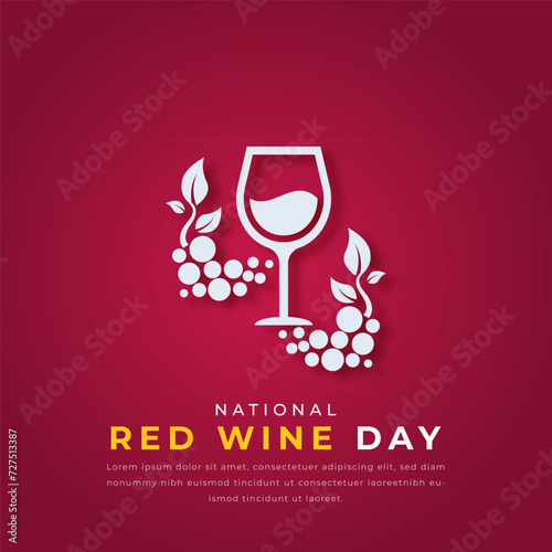 National Red Wine Day Paper cut style Vector Design Illustration for Background, Poster, Banner, Advertising, Greeting Card
