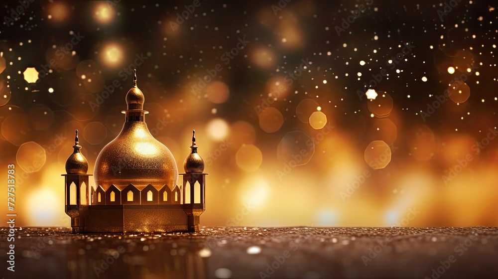 Ramadan Kareem Background With Gold Bokeh Lights And Star