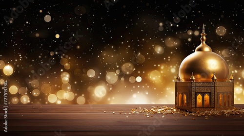 Ramadan Kareem Background With Gold Bokeh Lights And Star