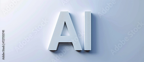 AI in  smooth white board over smooth white background , Artificial Intelligence. 