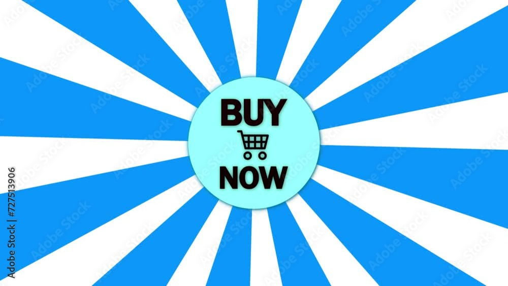 Vidéo Stock Blue radial burst background with a central Buy Now button ...